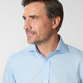 Contemporary Fit Plain Cotton Poplin Shirt With Cut Away Collar Double Cuff