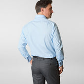 Contemporary Fit Plain Cotton Poplin Shirt With Cut Away Collar Double Cuff