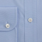 Contemporary Fit Plain Cotton Poplin Shirt With Cut Away Collar Two Button Cuff