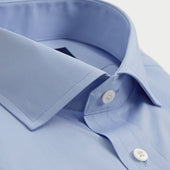 Contemporary Fit Plain Cotton Poplin Shirt With Cut Away Collar Two Button Cuff