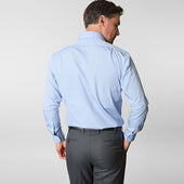 Contemporary Fit Plain Cotton Poplin Shirt With Cut Away Collar Two Button Cuff