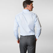 Contemporary Fit Plain Fine Twill Cotton Shirt With Classic Collar Double Cuff