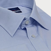 Contemporary Fit Plain Sea Island Quality Cotton Shirt With Classic Collar Double Cuff
