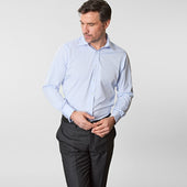 Contemporary Fit Plain Sea Island Quality Cotton Shirt With Classic Collar Double Cuff