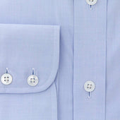 Contemporary Fit Plain Sea Island Quality Cotton Shirt With Classic Collar Two Button Cuff