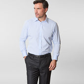 Contemporary Fit Plain Sea Island Quality Cotton Shirt With Classic Collar Two Button Cuff