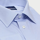 Contemporary Fit Plain Sea Island Quality Cotton Shirt With Classic Collar Two Button Cuff