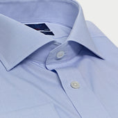 Contemporary Fit Plain Sea Island Quality Cotton Shirt With Cut Away Collar Double Cuff