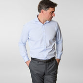 Contemporary Fit Plain Sea Island Quality Cotton Shirt With Cut Away Collar Double Cuff