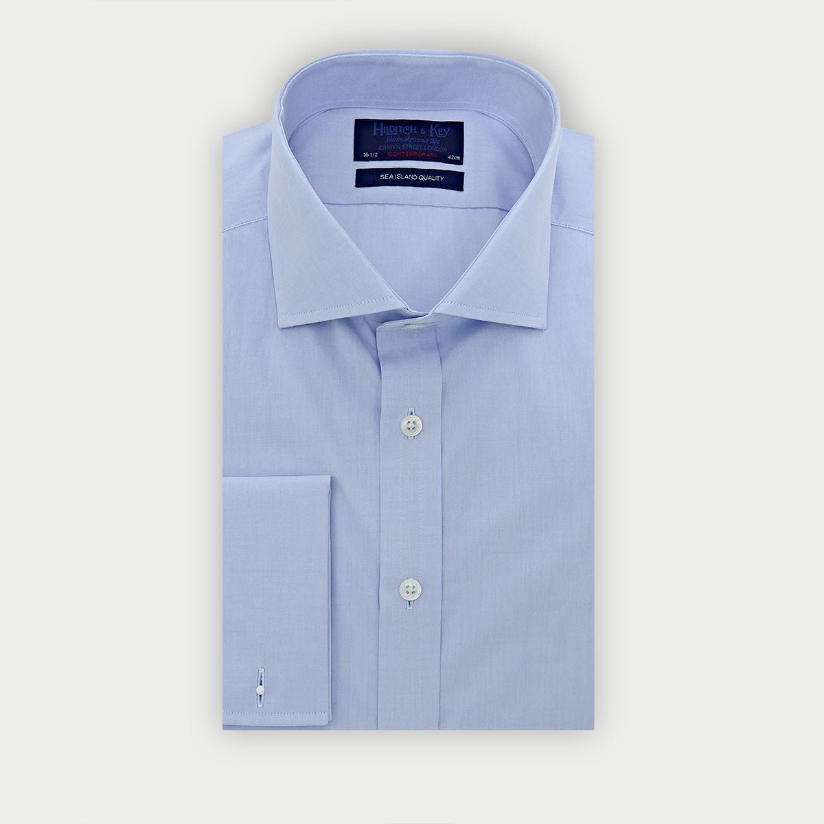Contemporary Fit Plain Sea Island Quality Cotton Shirt With Cut Away Collar Double Cuff