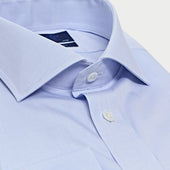 Contemporary Fit Plain Sea Island Quality Cotton Shirt With Cut Away Collar Two Button Cuff