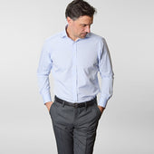 Contemporary Fit Plain Sea Island Quality Cotton Shirt With Cut Away Collar Two Button Cuff