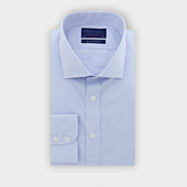 Contemporary Fit Plain Blue Sea Island Quality Cotton Shirt with Cut-Away Collar & Two Button Cuff