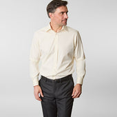 Contemporary Fit Plain Cotton Poplin Shirt With Classic Collar Double Cuff