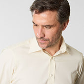 Contemporary Fit Plain Cotton Poplin Shirt With Classic Collar Double Cuff