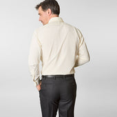 Contemporary Fit Plain Cotton Poplin Shirt With Classic Collar Two Button Cuff