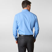 Contemporary Fit Plain Deep Cotton Poplin Shirt With Classic Collar Double Cuff