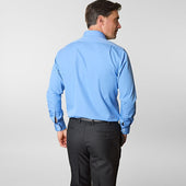 Contemporary Fit Plain Deep Cotton Poplin Shirt With Classic Collar Two Button Cuff