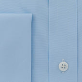Contemporary Fit Plain Ice Cotton Poplin Shirt With Classic Collar Double Cuff