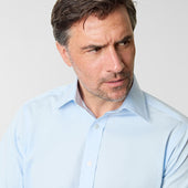 Contemporary Fit Plain Ice Cotton Poplin Shirt With Classic Collar Double Cuff