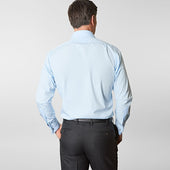 Contemporary Fit Plain Ice Cotton Poplin Shirt With Classic Collar Double Cuff