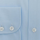 Contemporary Fit Plain Ice Cotton Poplin Shirt With Classic Collar Two Button Cuff