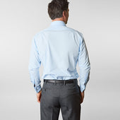 Contemporary Fit Plain Ice Cotton Poplin Shirt With Cut Away Collar Double Cuff
