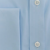 Contemporary Fit Plain Ice Cotton Poplin Shirt With Cut Away Collar Double Cuff