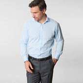 Contemporary Fit Plain Ice Cotton Poplin Shirt With Cut Away Collar Double Cuff