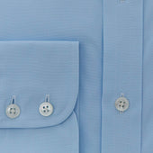 Contemporary Fit Plain Ice Cotton Poplin Shirt With Cut Away Collar Two Button Cuff