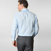 Contemporary Fit Plain Ice Cotton Poplin Shirt With Cut Away Collar Two Button Cuff