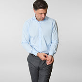 Contemporary Fit Plain Ice Cotton Poplin Shirt With Cut Away Collar Two Button Cuff