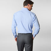 Contemporary Fit Plain Light Cotton Shirt With Classic Collar Double Cuff