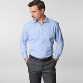 Contemporary Fit Plain Light Cotton Shirt With Classic Collar Double Cuff