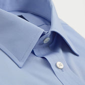 Contemporary Fit Plain Light Cotton Shirt With Classic Collar Double Cuff