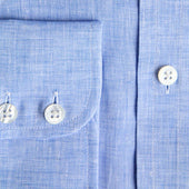 Contemporary Fit Plain Light Linen Shirt With Cut Away Collar Two Button Cuff
