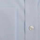 Contemporary Fit Plain Light Sea Island Quality Cotton Shirt With Classic Collar Double Cuff