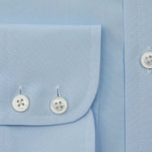 Contemporary Fit Plain Light Sea Island Quality Cotton Shirt With Cut Away Collar Two Button Cuff
