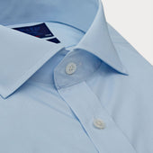 Contemporary Fit Plain Light Sea Island Quality Cotton Shirt With Cut Away Collar Two Button Cuff