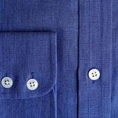 Contemporary Fit Plain Linen Shirt With Cut Away Collar Two Button Cuff