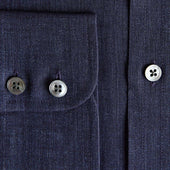 Contemporary Fit Plain Linen Shirt With Cut Away Collar Two Button Cuff