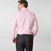 Contemporary Fit Plain Pink Oxford Cotton Shirt With Concealed Button Down Collar Two Button Cuff