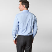 Contemporary Fit Plain Cotton Poplin Shirt With Classic Collar Double Cuff