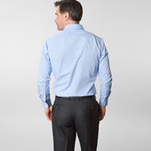 Contemporary Fit Plain Cotton Poplin Shirt With Classic Collar Two Button Cuff