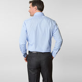 Contemporary Fit Plain Cotton Poplin Shirt With Cut Away Collar Double Cuff