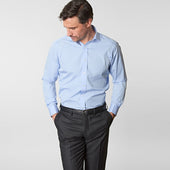 Contemporary Fit Plain Cotton Poplin Shirt With Cut Away Collar Double Cuff