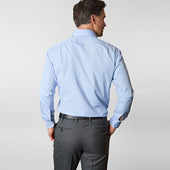 Contemporary Fit Plain Cotton Poplin Shirt With Cut Away Collar Two Button Cuff