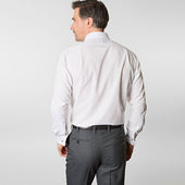 Contemporary Fit Plain Cotton Poplin Shirt With Classic Collar Double Cuff