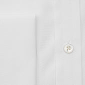 Contemporary Fit Plain Cotton Poplin Shirt With Classic Collar Double Cuff