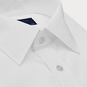 Contemporary Fit Plain Cotton Poplin Shirt With Classic Collar Double Cuff